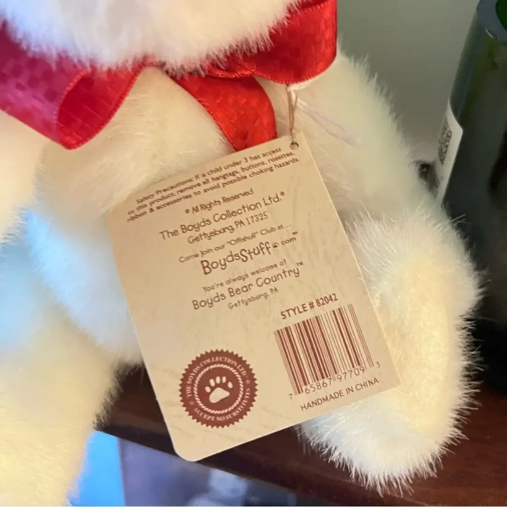 Boyds Easter Bears Cream Teddy Bear Accent Pillow with Red Accents 2004